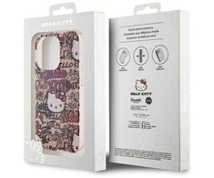 Hello Kitty HKHCP15XHDGPTP iPhone 15 Pro Max 6.7″ rožinės spalvos kietas dėklas IML Tags Graffiti