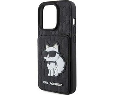 Karl Lagerfeld KLHCP15XSAKCNSCK Apple iPhone 15 Pro Max 6.7″ juodos spalvos kietas dėklas Saffiano Cardslots and S