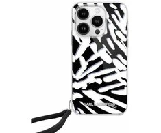 Apple iPhone 15 Pro Max Karl Lagerfeld dėklas IML Zebra Pattern &amp; Cord (KLHCP15XHZBPKCCK) juodos spalvos