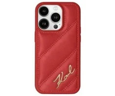 Dėklas Apple iPhone 15 Pro Max Karl Lagerfeld Diagonal Quilted Script (KLHCP15XPQDSMGR) raudona