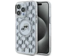 Apple iPhone 15 Pro Max Karl Lagerfeld IML Monogram Karl&amp;Choupette Head MagSafe (KLHMP15XHMCKMHT) dėklas telefonui skaidrus