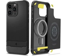 Apple iPhone 15 Pro Max Spigen Rugged Armor MagSafe Matte telefono dėklas juodos spalvos