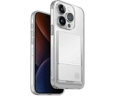 UNIQ dėklas Air Fender ID Apple iPhone 15 Pro 6.1″ nude skaidrus Cardslot