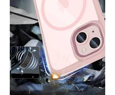 Apple iPhone 15 Tech-Protect Magmat MagSafe dėklas telefonui skaidrusne dėklas telefonui rožinės spalvos