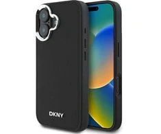 Apple iPhone 16 DKNY Plain Sidabrinis Logo MagSafe (DKHMP16SPSCMCLK) dėklas telefonui juodos spalvos