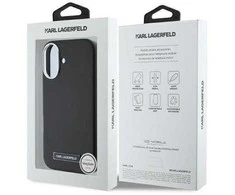 Karl Lagerfeld KLHMP16SPGMSRPK Apple iPhone 16 6.1″ juodos spalvos kietas dėklas FW Metal Plate MagSafe