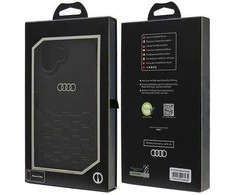 Audi Synthetic Leather Apple iPhone 16 Plus 6.7″ juodos spalvos kietas dėklas AU-TPUPCIP16M-GT/D2-BK