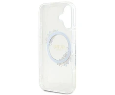 Guess GUHMP16MHFWFCT Apple iPhone 16 Plus 6.7″ skaidrus kietas dėklas IML Flowers Wreath MagSaf
