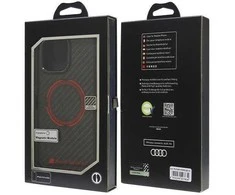 Apple iPhone 16 Pro Max Audi Carbon Fiber Sport Raudona Circle MagSafe (AUS-TPUPCMIP16PM-RSQ/D5-BK) dėklas telefonui juodos spalvos