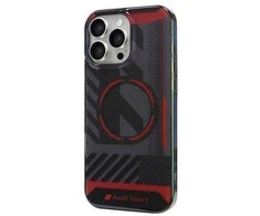 Audi IML Sport MagSafe Apple iPhone 16 Pro Max 6.9″ juodos spalvos kietas dėklas AUS-IMLMIP16PM-RSQ/D2-BK