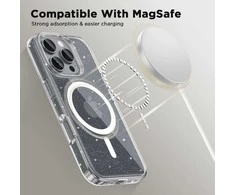 Apple iPhone 16 Pro Max Tech-Protect FlexAir Hybrid MagSafe Glitter dėklas telefonui skaidrus