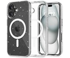 Apple iPhone 16 Tech-Protect FlexAir Hybrid MagSafe Glitter dėklas telefonui skaidrus