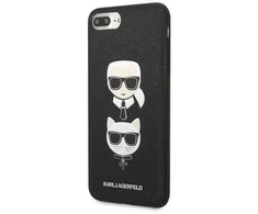 Karl Lagerfeld KLHCI8LSAKICKCBK Apple iPhone7 Plus / 8 Plus juodos spalvos kietas dėklas Saffiano Karl&Choupette