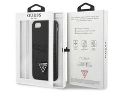 Guess GUHCI8PSATPK Apple iPhone 7/8 SE 2020 /SE 2022 kietas dėklas juodos spalvos kietas dėklas Saffiano Triangle Logo