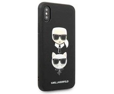 Karl Lagerfeld dėklas, skirtas iPhone X / XS KLHCPXSAKICKCBK juodos spalvos kietas dėklas , skirtas Saffiano Karl-Choupette Head