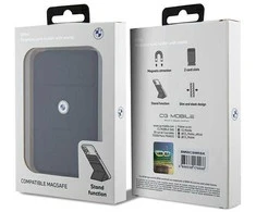Dėklas Apple iPhone Z MAGSAFE BMW Wallet Card Slot Stand MagSafe Signature Collection (BMWCSMRSK) juodos spalvos