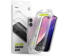Ringke Easy Slide 2-pack apsauginis stiklas su juodos spalvos frame skirtas Apple iPhone 15 / 16