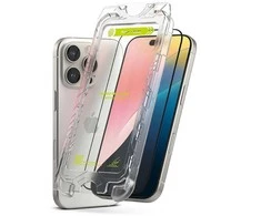 Ringke iPhone 16 Pro Max ekrano apsauga Premium Easy Slide grūdintas stiklas 9H su montavimo rėmeliu (2 vnt.) Skaidrus