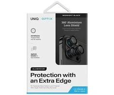 Apsauginis stiklas kamerai APPLE IPHONE 15 PRO UNIQ Optix Aliuminio Camera Lens Protector su aplikatoriumi