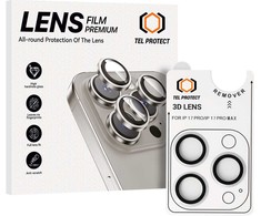 Apsauginis stiklas Tel Protect 3D Lens on camera skirtas Apple iPhone 17 Pro/17 Pro Max sidabrinis (lens 3 pieces)