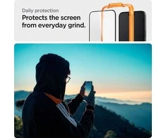 Apsauginis stiklas telefonui Apple iPhone 15 Pro Spigen ALM Glass FC 2-pack juodos spalvos krašteliu