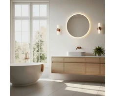 Apvalus LED vonios veidrodis, montuojamas ant sienos, 60 cm, 3 spalvų, jutiklinis jungiklis ModernHome