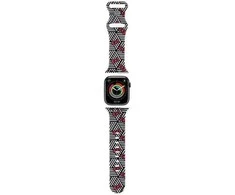 Apyrankė Apple Watch 1 / 2 / 3 / 4 / 5 / 6 / SE / 7 / 8 (38 / 40 / 41 mm) Hello Kitty Strap Heads &amp; Bows Pattern (HKAWMSDIEZK) juodos spalvos