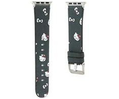 Apyrankė Apple Watch 1 / 2 / 3 / 4 / 5 / 6 / SE / 7 / 8 (38 / 40 / 41 mm) Hello Kitty Strap Heads &amp; Bows Pattern (HKAWMPSAPSK) juodos spalvos