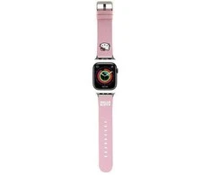 Apyrankė Apple Watch 1 / 2 / 3 / 4 / 5 / 6 / SE / 7 / 8 (38 / 40 / 41 mm) Hello Kitty Strap Kitty Head (HKAWMPGKHP) rožinės spalvos