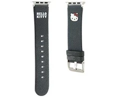 Apyrankė Apple Watch 1 / 2 / 3 / 4 / 5 / 6 / SE / 7 / 8 (38 / 40 / 41 mm) Hello Kitty Strap Kitty Head (HKAWMPGKHK) juodos spalvos