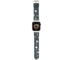 Hello Kitty apyrankė HKAWMPSAPSK Apple Watch 38/40/41mm juodos spalvos apyrankė Heads & Bows Pattern
