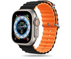 Apyrankė Apple Watch 4 / 5 / 6 / 7 / 8 / 9 / SE / Ultra 1 / 2 (42 / 44 / 45 / 49 mm) Tech-Protect IconBand Pro juodos ir oranžinės spalvos