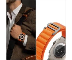 Išmaniojo laikrodžio Apple 4/5/6/7/8/SE/ULTRA dirželis, Juodos/Oranžinės spalvos, 42/44/45/49mm