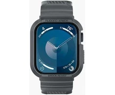 Spigen Rugged Armor Pro – dirželis su dėklu, skirtu Watch 4/5/6/7/8/9/SE 44/45 mm (Tamsiai pilkas)