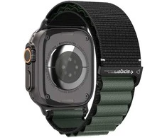 Apyrankė Spigen WBF1 Strap for Apple Watch 44 / 45 / 46 / 49 mm – juodos spalvos and žalios spalvos