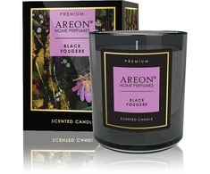 Aromatinė žvakė Juodas FOUGERE su kortele palinkėjimui įrašyti ir degtukais (~40 h), 200g │ AREON