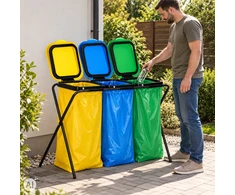 Atliekų rūšiavimo stovas 3×120 litrų šiukšliadėžė atliekoms 3 vietų rėmas MultiGarden