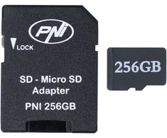 Atminties kortelė 2 dalių PNI 256GB MicroSD atminties kortelių rinkinys su Class 10 SD adapteriu, 80 Mb/s, V30