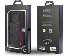 Audi Carbon Fiber Stripe Apple iPhone 13 Pro Max 6.7″ juodos spalvos kietas dėklas AUS-TPUPCIP13 PM-R8/D1-BK