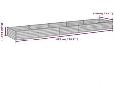 Aukštas sodo lovelis, 482x100x36cm, Corten plienas