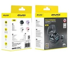 Ausinės Bluetooth 5.3 TWS + AWEI T25 juodos spalvos