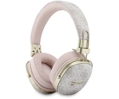 Ausinės Guess Bluetooth ENC Metal 4G Script Logo rožinės spalvos