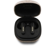 Ausinės Guess PU 4G Script Logo ENC TWS belaidės auisnės rožinės spalvos