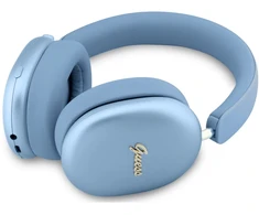 Ausinės „Over-ear“ Guess metalo efekto metalinis script logotipas „Bluetooth“ ENC mėlynos spalvos