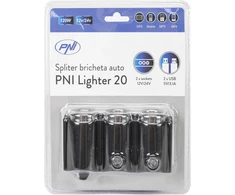 Automobilinis cigarečių degiklio skirstytuvas PNI Lighter 20 12V/24V 2 išvestys, 2 x USB, LED indikatorius