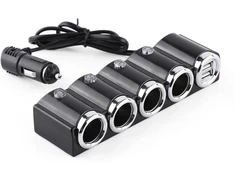 Automobilinis cigarečių degiklio skirstytuvas PNI Lighter 04 12V / 24V 4 išvestys, 2xUSB, LED indikatorius