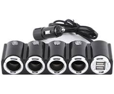 Automobilinis cigarečių degiklio skirstytuvas PNI Lighter 04 12V / 24V 4 išvestys, 2xUSB, LED indikatorius