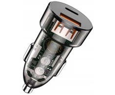 Automobilinis įkroviklis 30W PD USB-C + USB 3.0 Jellico F12 juodos spalvos