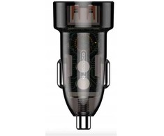 Automobilinis įkroviklis 30W PD USB-C + USB 3.0 Jellico F12 juodos spalvos