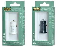 Automobilinis įkroviklis 30W QC USB + USB-C PD Remax Siya Series RCC358 juodos spalvos